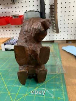 Ours Grizzly en acajou sculpté à la main, unique en son genre, 3 lbs
