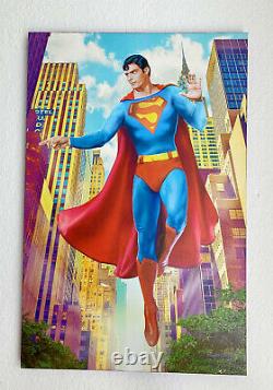 Painting Superman -original Par Koufay 20x30 Canvas (coa) Inclus