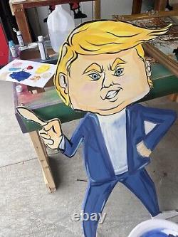 Panneau Trump peint à la main, unique en son genre, 64 x 43, art MAGA