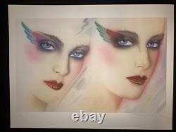 Pater Sato - Lithographie japonaise futuriste en couleur des années 80 - Anges - Signée au crayon A. P.