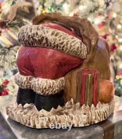 Paul Green Père Noël en séquoia sculpté et peint à la main, pièce unique originale