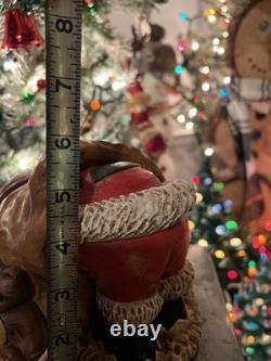 Paul Green Père Noël en séquoia sculpté et peint à la main, pièce unique originale