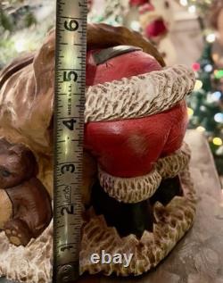 Paul Green Père Noël en séquoia sculpté et peint à la main, pièce unique originale