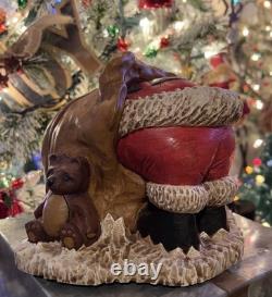 Paul Green Père Noël en séquoia sculpté et peint à la main, pièce unique originale