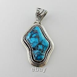 Pendentif en argent sterling Navajo unique avec turquoise rare de Kingman