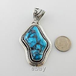 Pendentif en argent sterling Navajo unique avec turquoise rare de Kingman