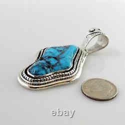 Pendentif en argent sterling Navajo unique avec turquoise rare de Kingman