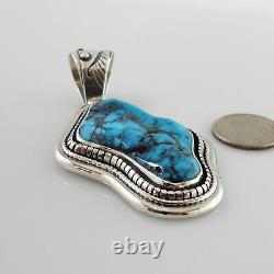 Pendentif en argent sterling Navajo unique avec turquoise rare de Kingman