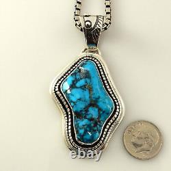 Pendentif en argent sterling Navajo unique avec turquoise rare de Kingman