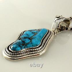 Pendentif en argent sterling Navajo unique avec turquoise rare de Kingman