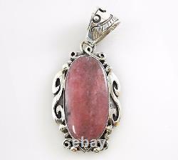 Pendentif en rhodochrosite en argent navajo fait à la main, unique en son genre, signé