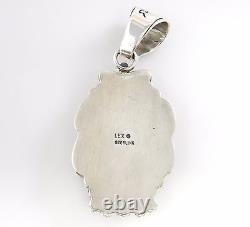 Pendentif en rhodochrosite en argent navajo fait à la main, unique en son genre, signé