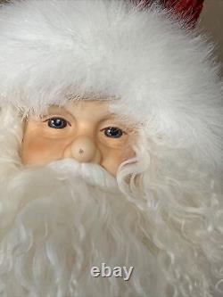 Père Noël fait main, unique en son genre, se détendant sur un traîneau en tenant un verre de vin ! Non signé