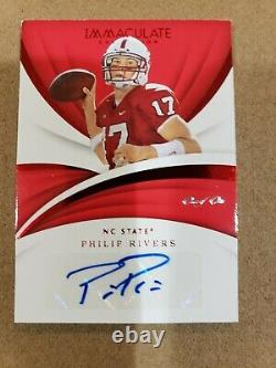 Philip Rivers 2018 Nc State Panini Immaculée Collection One Of A Kind Auto 1/1