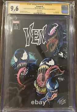Pièce de collection VENOM avec 4 esquisses et signatures d'artistes - CGC 9.6! Unique en son genre
