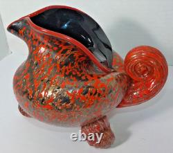 Pièce unique Robert Eickholt Verre d'art soufflé à la main en atelier, confettis rouge et gris