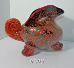 Pièce unique Robert Eickholt Verre d'art soufflé à la main en atelier, confettis rouge et gris