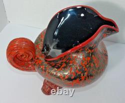 Pièce unique Robert Eickholt Verre d'art soufflé à la main en atelier, confettis rouge et gris