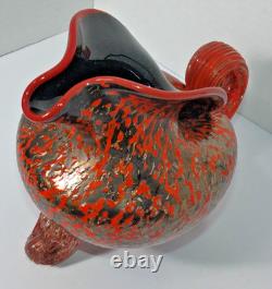 Pièce unique Robert Eickholt Verre d'art soufflé à la main en atelier, confettis rouge et gris