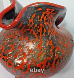 Pièce unique Robert Eickholt Verre d'art soufflé à la main en atelier, confettis rouge et gris