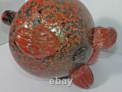 Pièce unique Robert Eickholt Verre d'art soufflé à la main en atelier, confettis rouge et gris