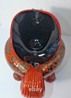 Pièce unique Robert Eickholt Verre d'art soufflé à la main en atelier, confettis rouge et gris