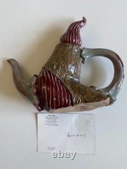 Pièce unique signée Jared Jaffe théière laide en céramique d’art de poterie d’atelier