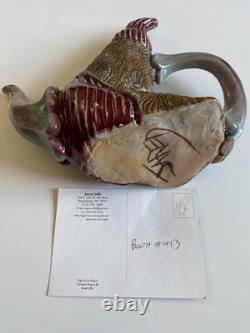 Pièce unique signée Jared Jaffe théière laide en céramique d’art de poterie d’atelier