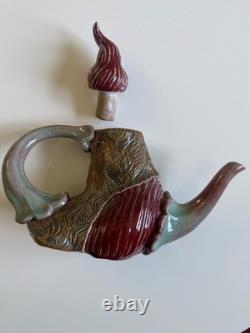 Pièce unique signée Jared Jaffe théière laide en céramique d’art de poterie d’atelier
