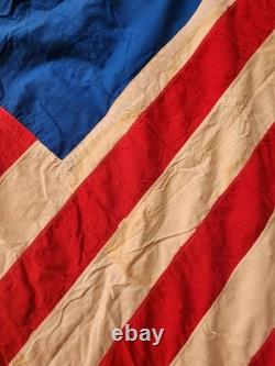 Pièce vintage unique en son genre, signe de paix, drapeau/bannière américain fait main, 106 x 53, années 60