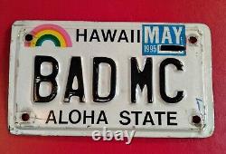 Plaque d'immatriculation personnalisée HARLEY DAVISON. BAD MC Hawaii. Unique en son genre.