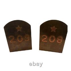 Porte-livres en cuivre et métal vintage uniques numérotés #208 et #209