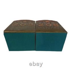 Porte-livres en cuivre et métal vintage uniques numérotés #208 et #209