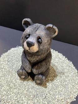 Pot à ours unique en son genre, sculpté et peint à la main, pièce artistique insolite