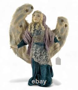 Poupée d'art en mixed media OOAK PETER WOLF Ange Gardien Sculptée à la main avec de vraies plumes