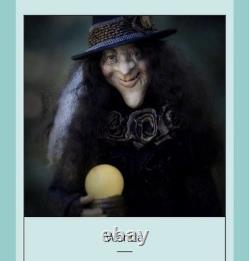 Poupée d'art sorcière en paperclay faite à la main, unique en son genre, vêtements vintage, Halloween, Nancy Malay