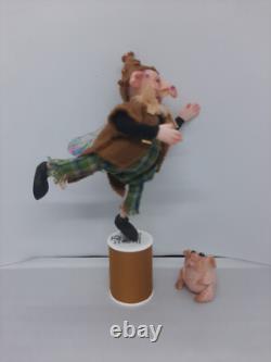 Poupée de collection faite à la main Vieil Elfe et Vieil Chien avec tête, bras et jambes mobiles