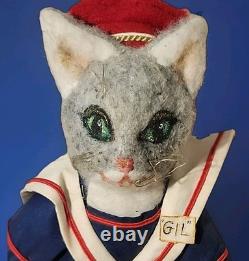 Poupée en feutre de chat 12 pouces unique et personnalisée Vintage Rawlins Harper 1996
