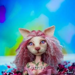 Poupée faite par un artiste, faite à la main, collectible, poupée chat, poupée unique faite à la main