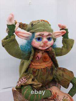 Poupée fantastique d'art collectible faite à la main OOAK elfe maison fantaisiste Zoomzy