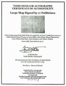 RARE PIÈCE UNIQUE ! Carte du Deep South signée à la main par 17 politiciens avec certificat d'authenticité