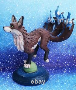 RARE Sculpture Éthérée de Kitsune Figurine de renard Mystique PIECE UNIQUE