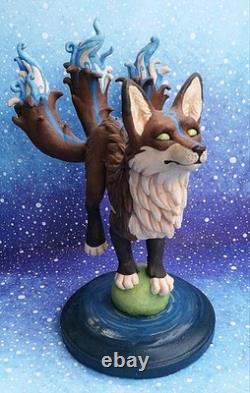 RARE Sculpture Éthérée de Kitsune Figurine de renard Mystique PIECE UNIQUE