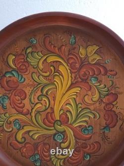 ROSEMALING NORVÉGIEN Assiette / bol en bois peint à la main, pièce unique, 16,5 x 3,5