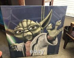 Rare Disney Star Wars Week-end Prop Une D'une Toile Genre Art Yoda 36 X 36