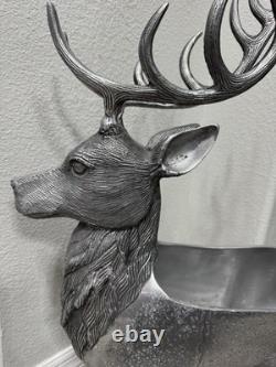 Rare Planteur en Métal Vintage MCM Cerf (Blaireau) Unique en Son Genre 33 pouces de haut X 22 pouces