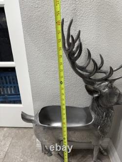 Rare Planteur en Métal Vintage MCM Cerf (Blaireau) Unique en Son Genre 33 pouces de haut X 22 pouces