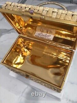 Rare Vintage Delill Gold Woven L'un Des Types D'embrayage En Or Bag Hand Made En Italie