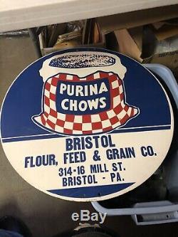 Rare Vintage Purina Chow Publicité Signe Bristol, Pa One Of A Kind En Porcelaine