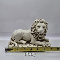 Rare ensemble unique de 2 serre-livres anciens lions assis en plâtre artistique du Mexique
